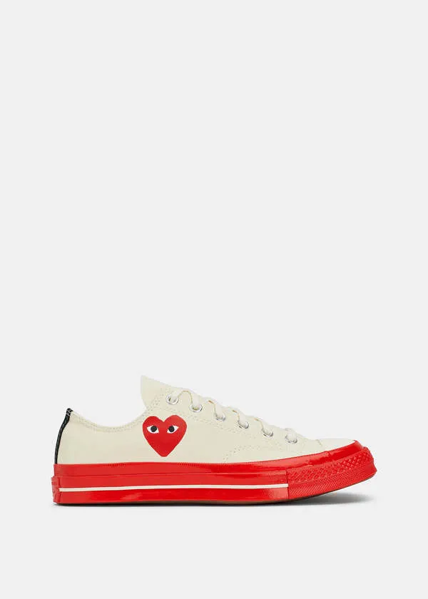 Off White & Red Converse Chuck 70 Sneakers - OFF WHITE