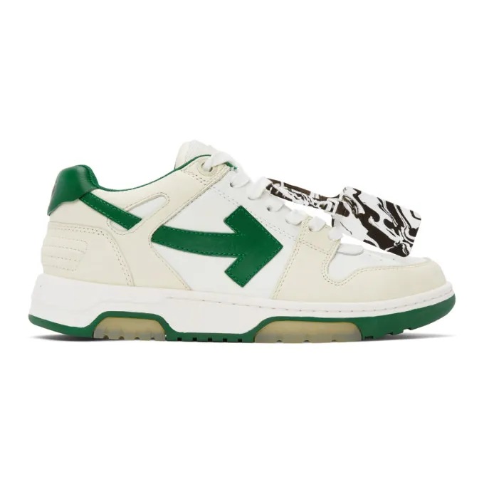 Off-White White and Green Out Of Office Sneakers