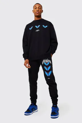 Oversized Man Butterfly Sweatshirt Tracksuit