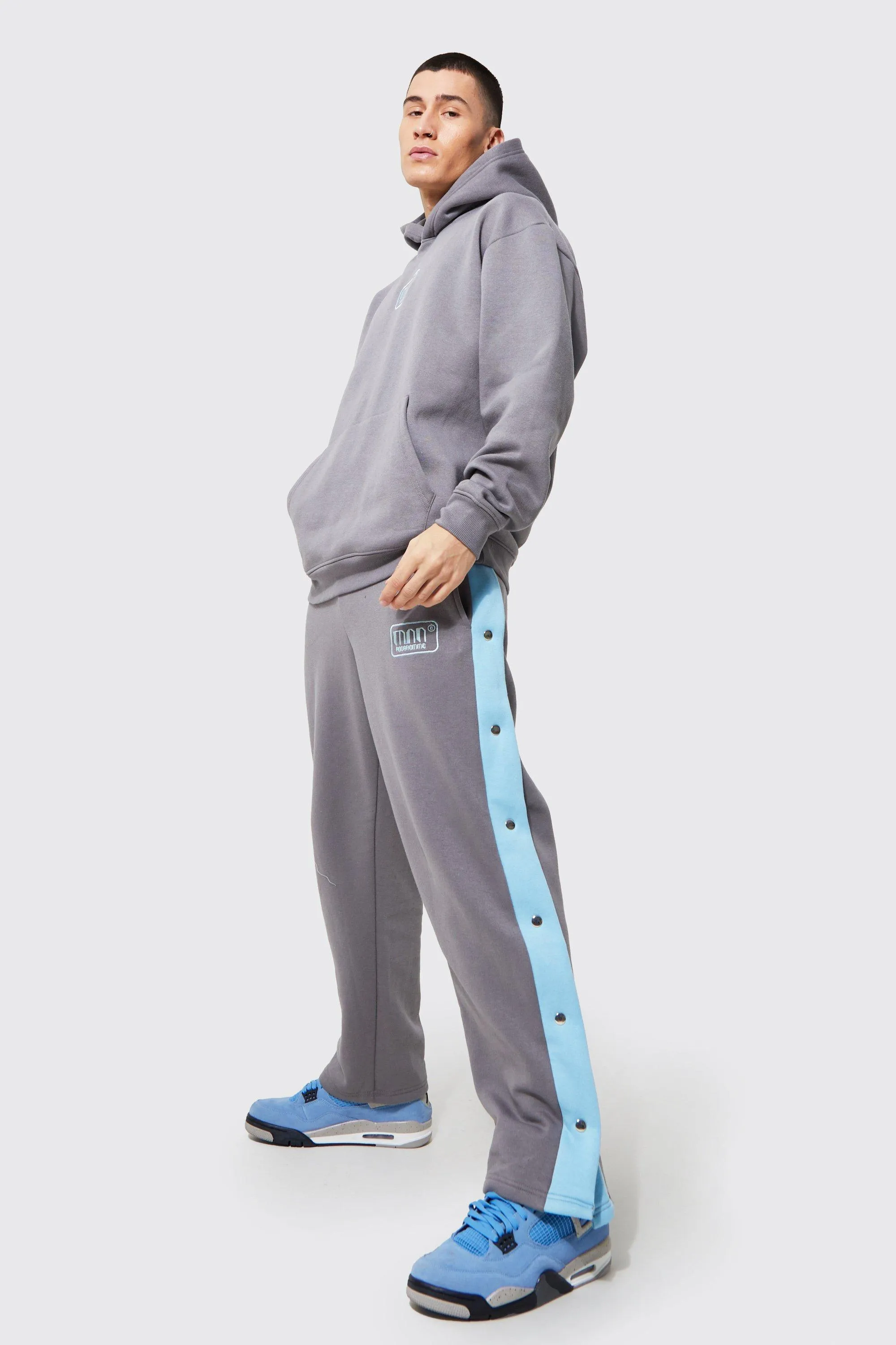 Oversized Man Popper Detail Hooded Tracksuit