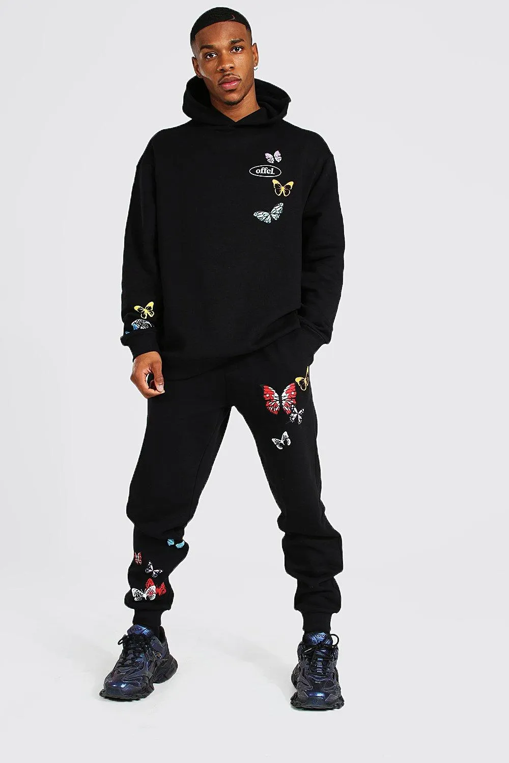 Oversized Offcl Butterfly Hooded Tracksuit | boohooMAN UK