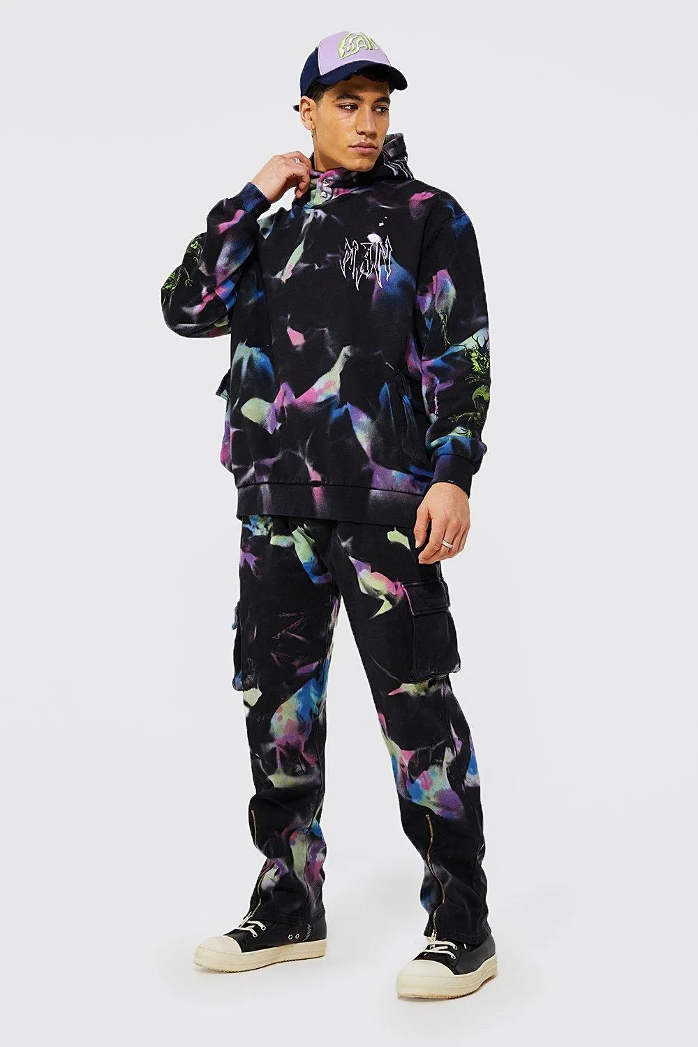 Oversized Zip Detail Tie Dye Tracksuit