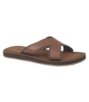 PDQ Mens Lightweight Crossover Mule Sandals (Brown) - UTDF1371