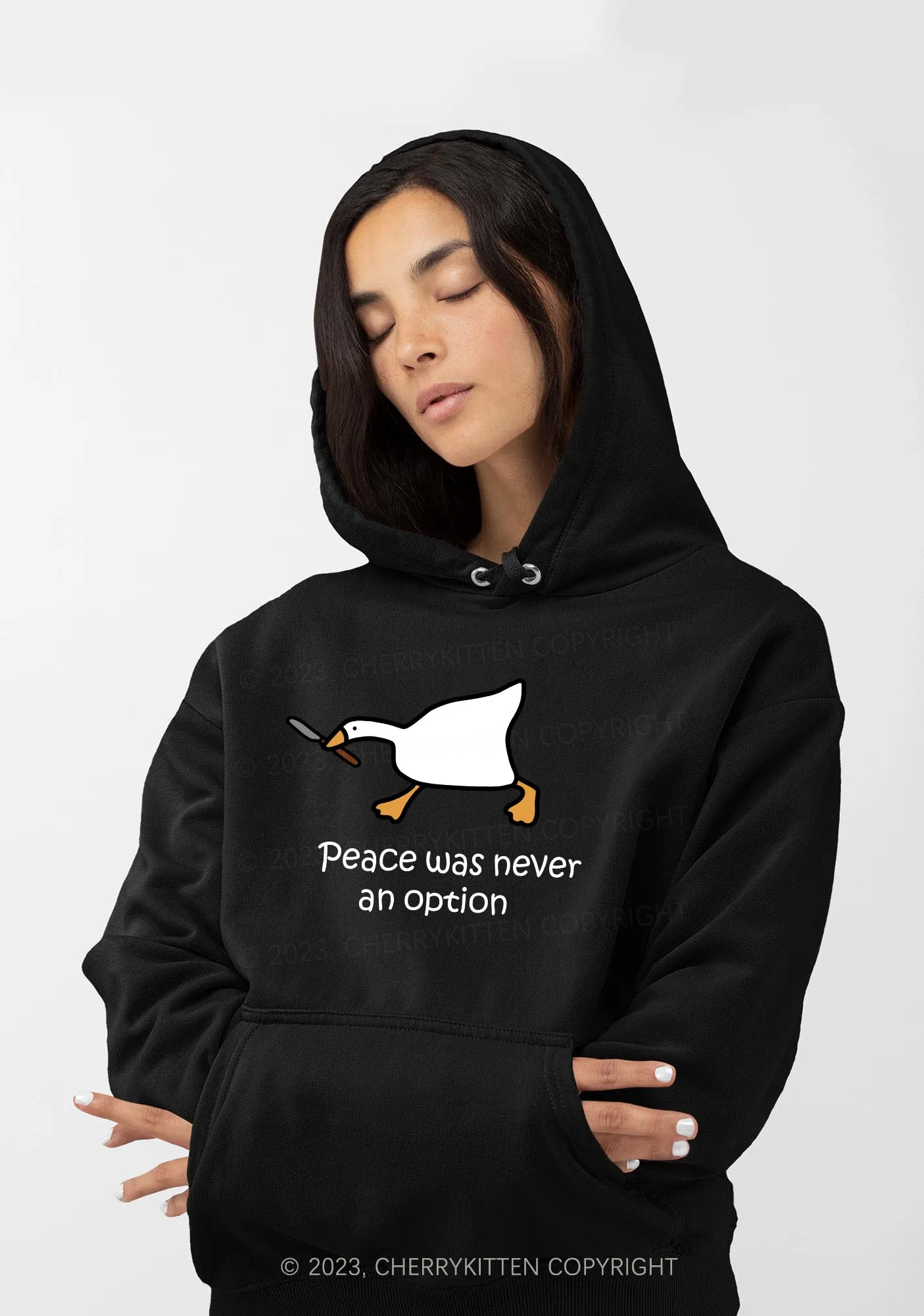 Peace Was Never An Option Y2K Hoodie Cherrykitten