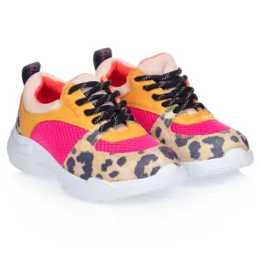 Pink & Yellow Leopard Print Trainers