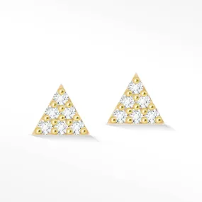 Pyramid 18k Diamond Push Back Stud Earrings