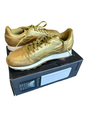 Reebok Shoe Size 8.5 Gold Leather Iridescent Athletic Sneakers