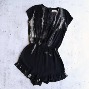 Reverse - Tie Dye Romper in Black