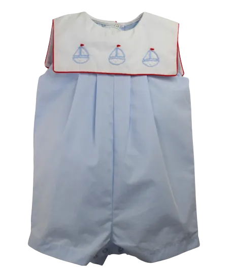 Sailboat Romper - Light Blue