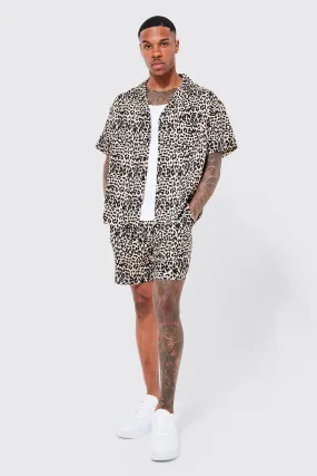 Short Sleeve Animal Shirt And Short Set | boohooMAN UK