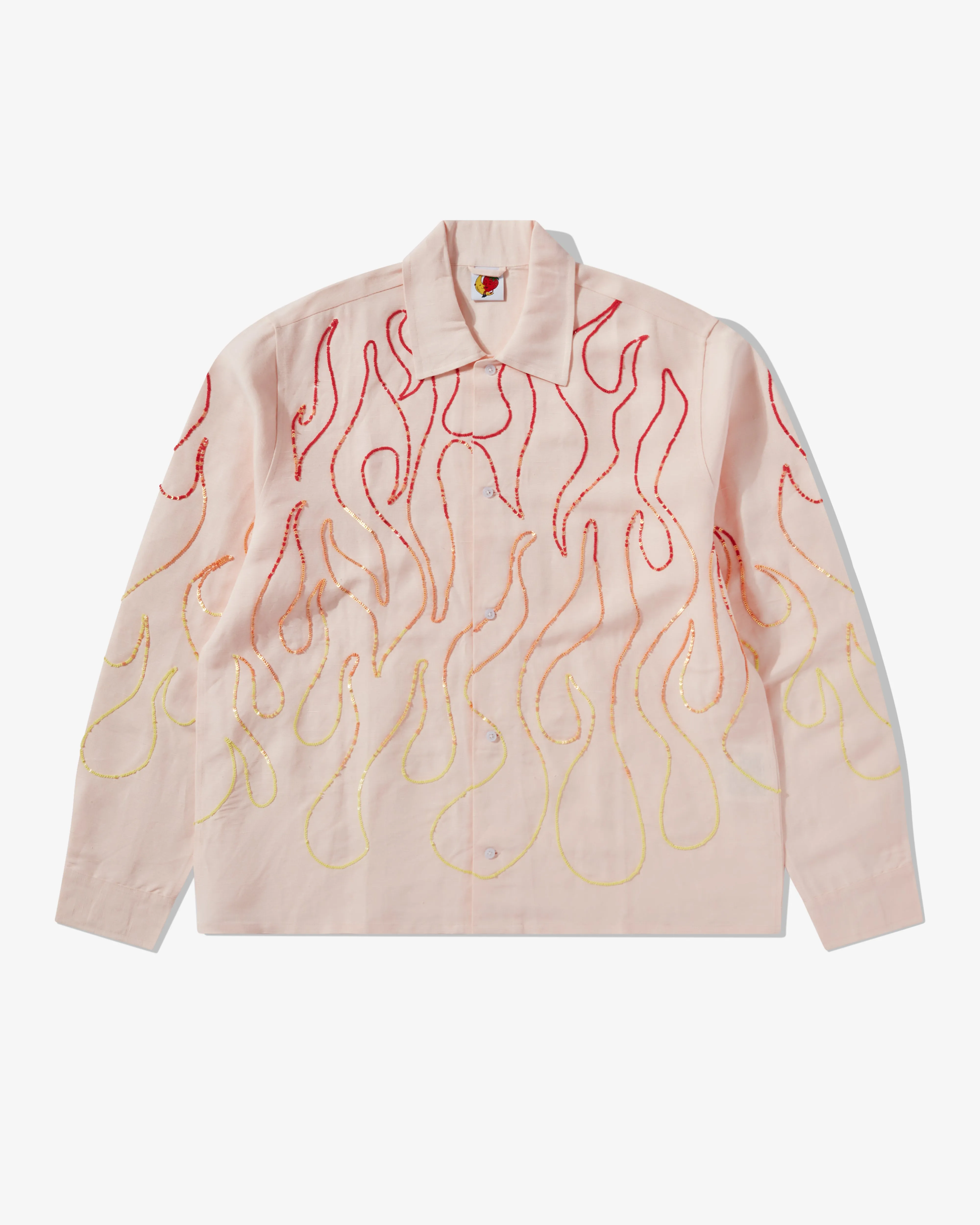 Sky High Farm Workwear Unisex Flame Embroidered Shirt  Pink