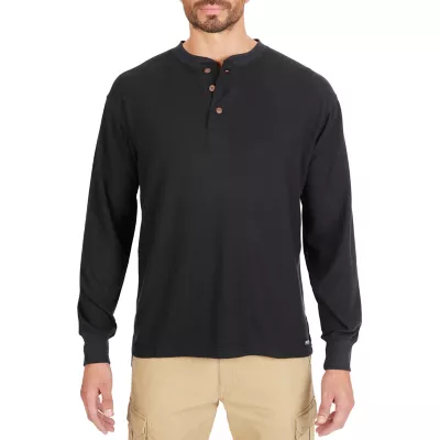 Smith's Workwear Men's Long-Sleeve Extended Tail Mini Thermal Knit Henley Pullover with Gusset