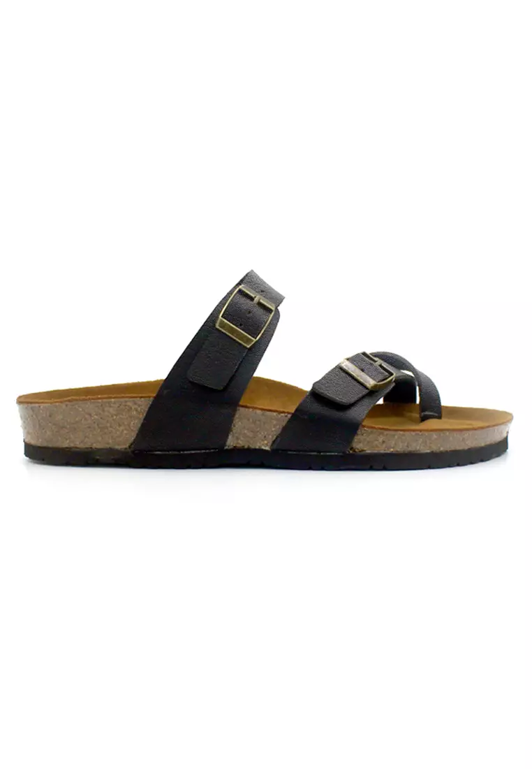 SoleSimple Dublin - Black Leather Sandals & Flip Flops