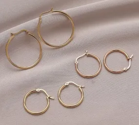 SOLID 18KT GOLD HOOP EARRINGS 15MM-30MM