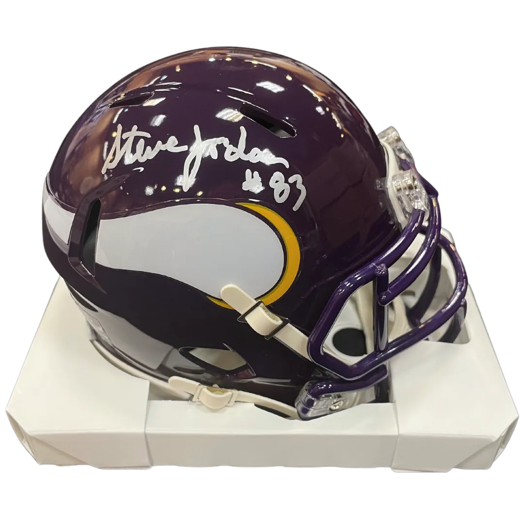 Steve Jordan Autographed Minnesota Vikings Throwback Speed Mini Helmet