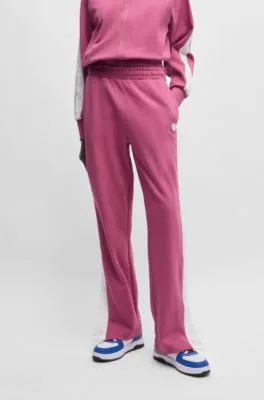 Stretch-cotton tracksuit bottoms with side tape