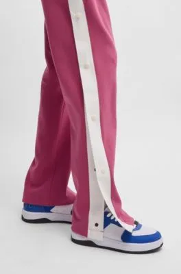 Stretch-cotton tracksuit bottoms with side tape