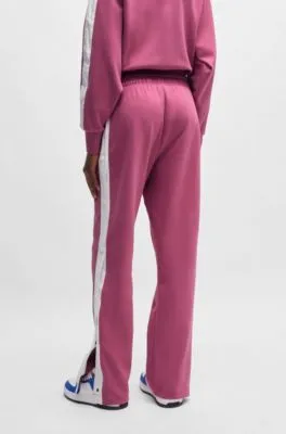 Stretch-cotton tracksuit bottoms with side tape