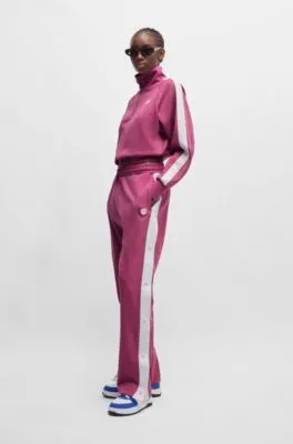 Stretch-cotton tracksuit bottoms with side tape