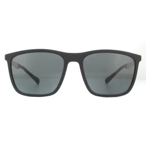 Sunglasses | Rectangle Rubber Black Grey Sunglasses | Emporio Armani