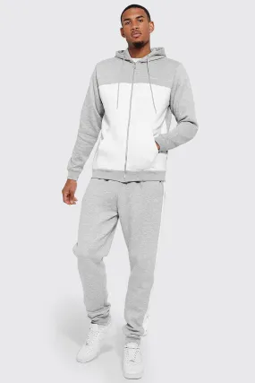 Tall Colour Block Zip Through Tracksuit | boohooMAN UK