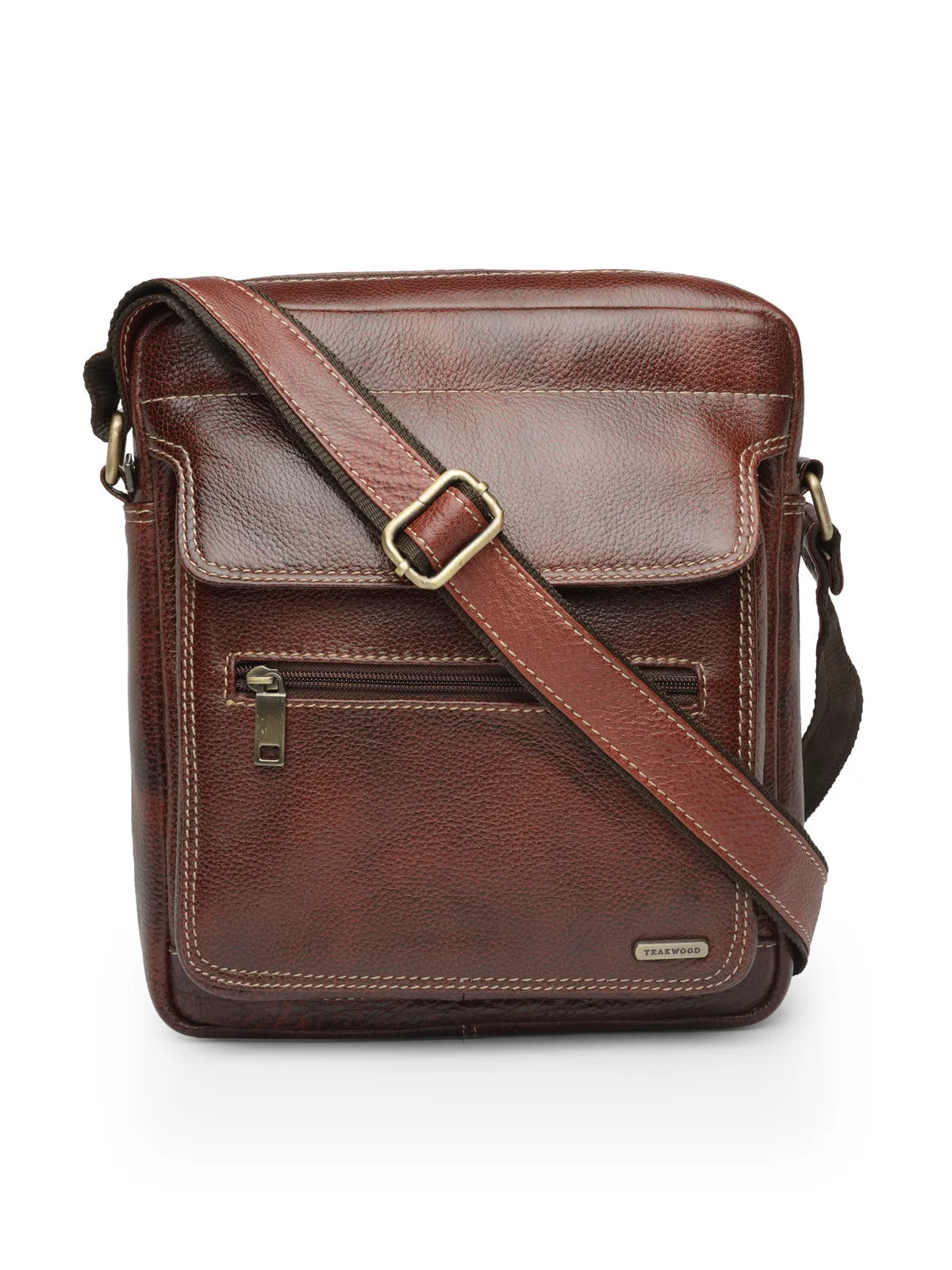 Teakwood Genuine Leather Mens Bag - Bombay_Brown