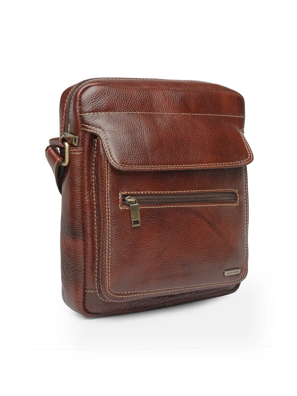 Teakwood Genuine Leather Mens Bag - Bombay_Brown