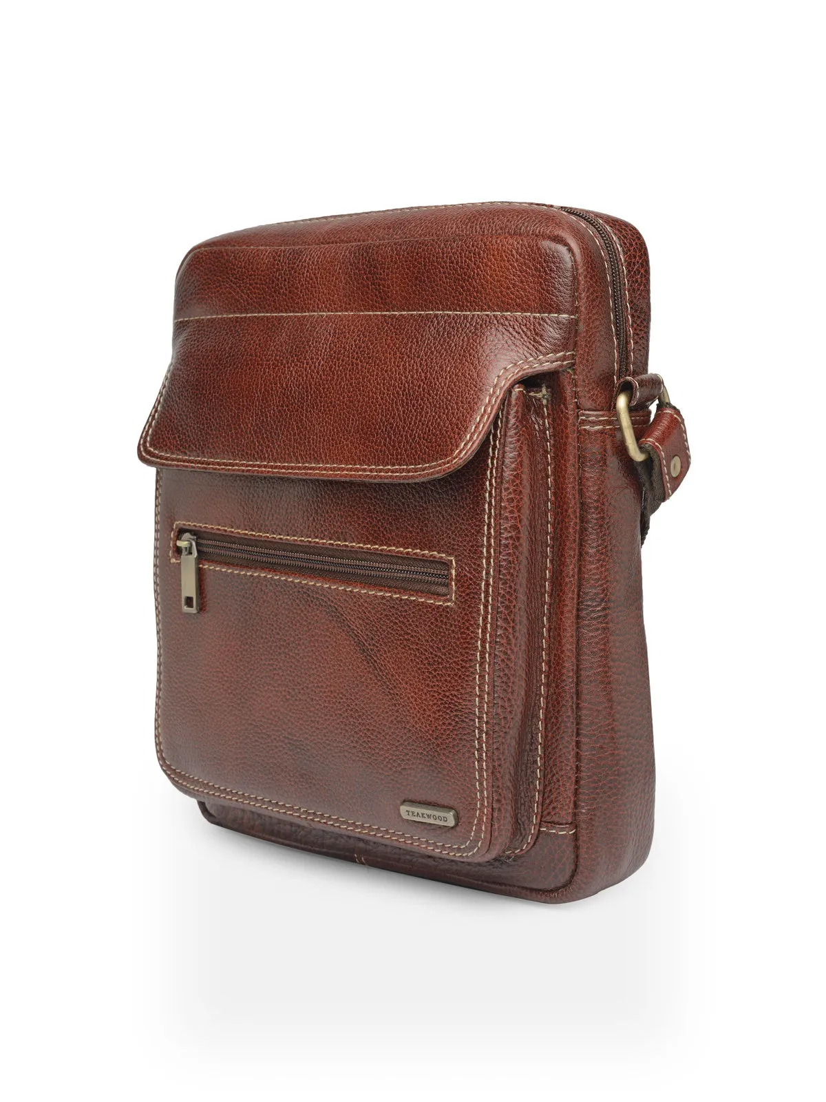 Teakwood Genuine Leather Mens Bag - Bombay_Brown