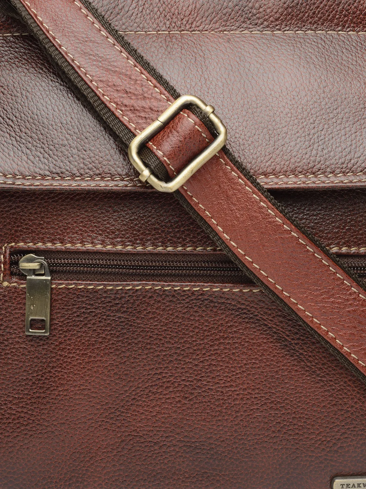 Teakwood Genuine Leather Mens Bag - Bombay_Brown