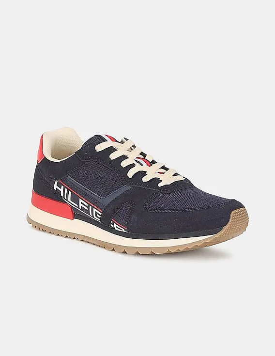 Tommy Hilfiger Men Blue Mesh Panel Low Top Sneakers