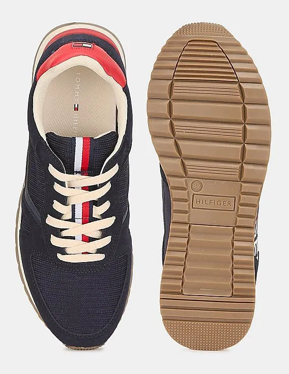 Tommy Hilfiger Men Blue Mesh Panel Low Top Sneakers