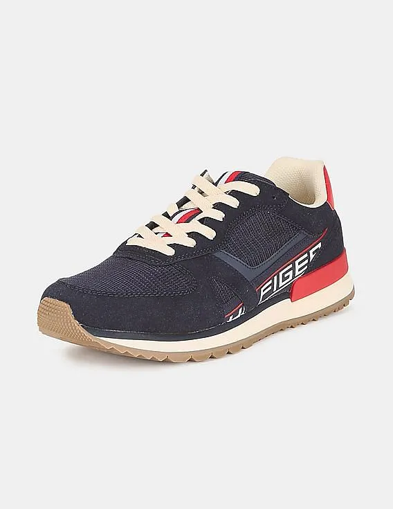 Tommy Hilfiger Men Blue Mesh Panel Low Top Sneakers