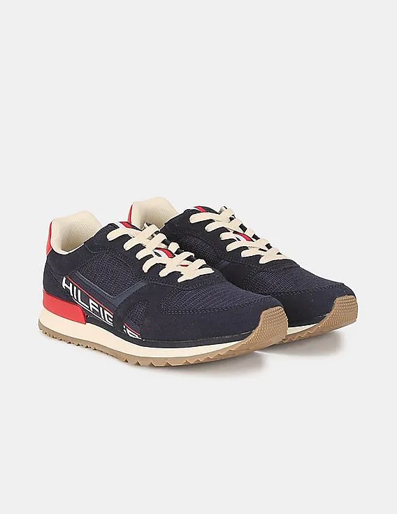 Tommy Hilfiger Men Blue Mesh Panel Low Top Sneakers