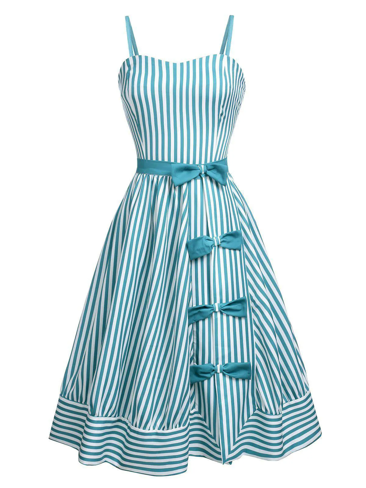 Turquoise 1950s Stripes Romper & Skirt