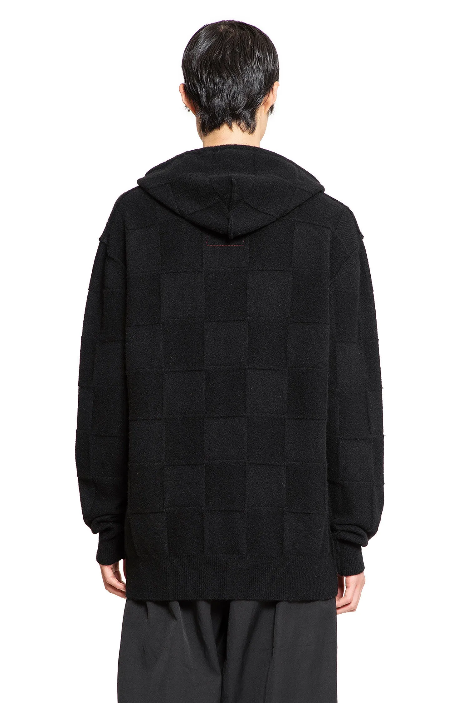 uma wang checkered stretch wool cashmere hoodie