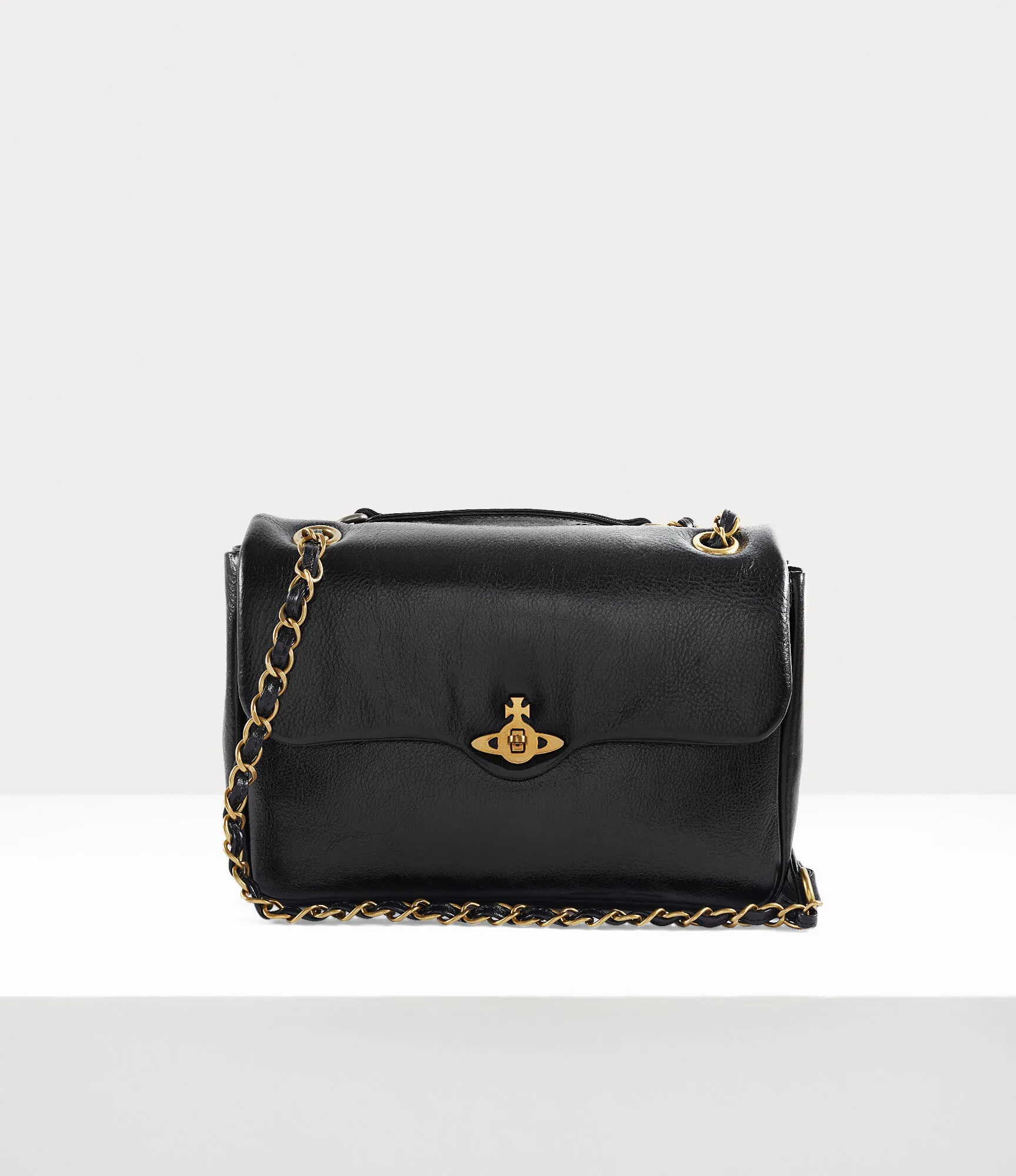 Vivienne Westwood Anita Chain Shoulder Bag Leather Black