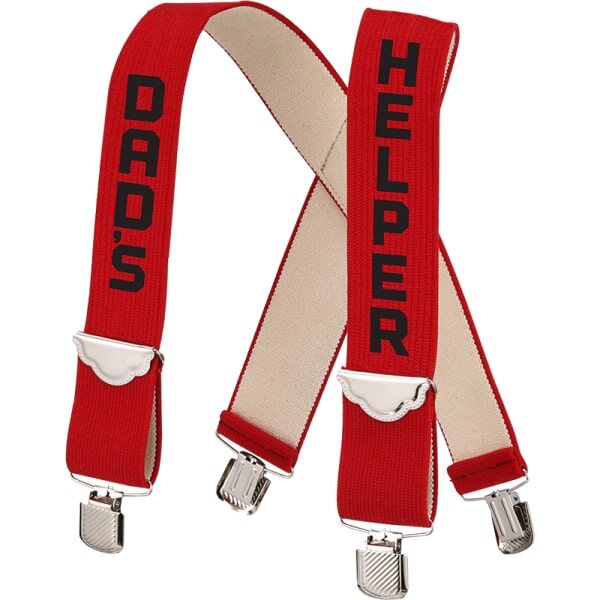 Welch Workwear Kids' 1-1/2-In X-Back Dad's Helper Imprint Clip-On Suspender in Red