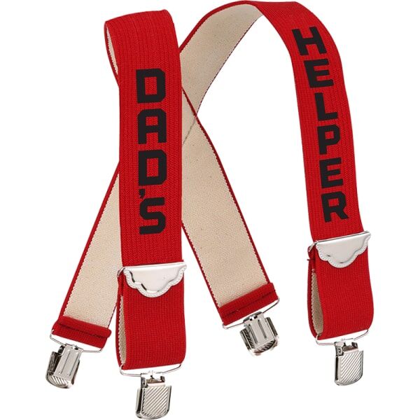 Welch Workwear Kids' 1-1/2-In X-Back Dad's Helper Imprint Clip-On Suspender in Red