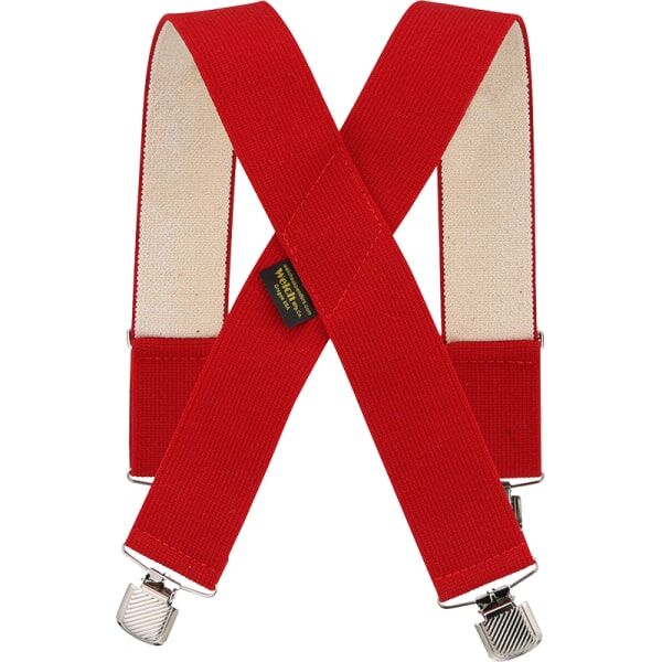 Welch Workwear Kids' 1-1/2-In X-Back Dad's Helper Imprint Clip-On Suspender in Red