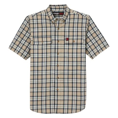 Wrangler Men's Riggs Workwear Foreman Plaid Shirt in Tan