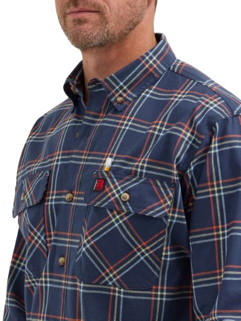 Wrangler Men's Riggs Workwear Foreman Work Shirt in Blue Plaid