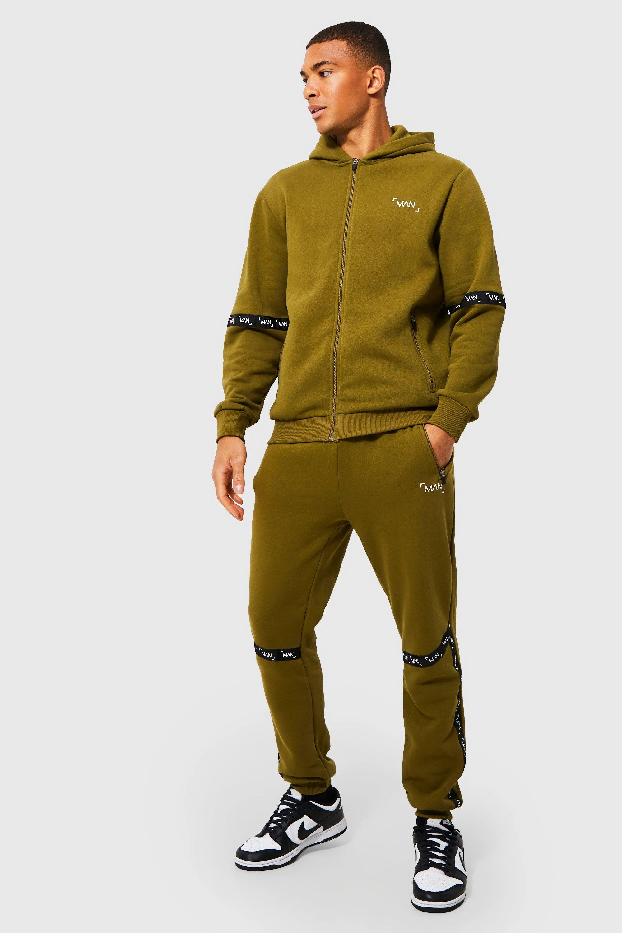 Zip Hooded Tracksuit With Man Tape